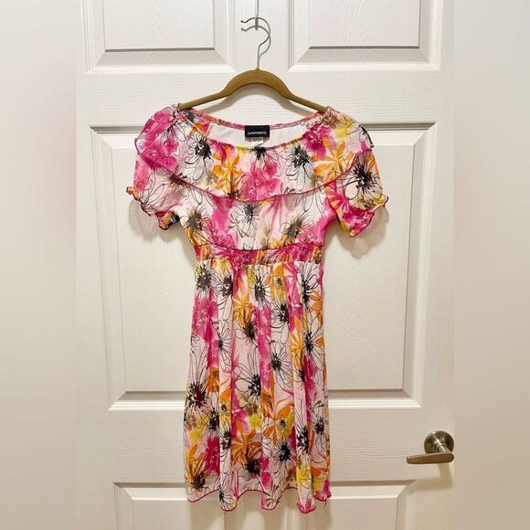 Vintage Girls Short Sleeve Dress Size 14/16 Made in USA Spring Pink Floral - Picture 2 of 11